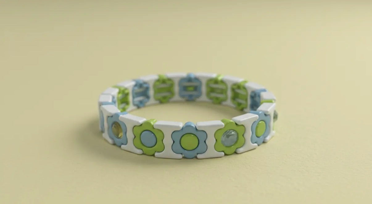Floral Enamel Stretch Bracelet- Florence