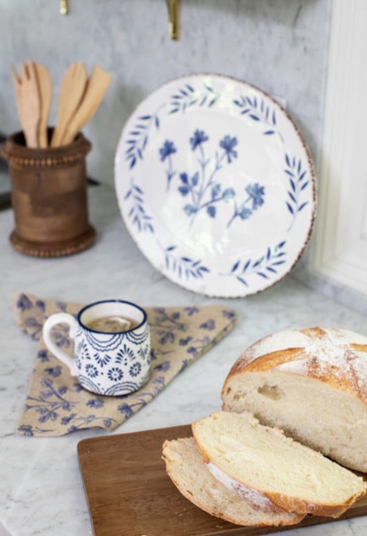 Blue Floral Cloth Napkins