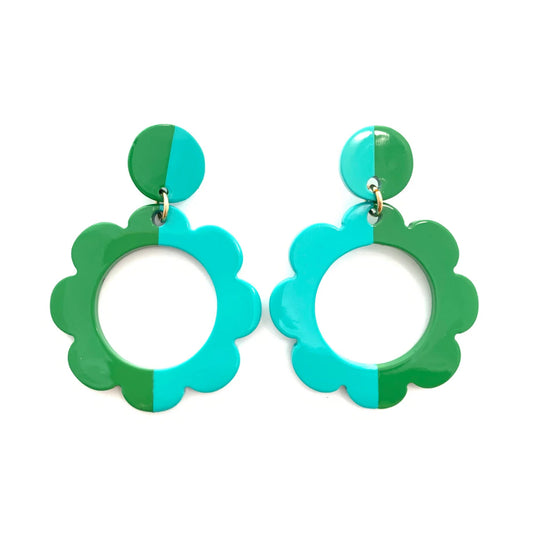 Color Block Flower- Kelli Green and Aqua