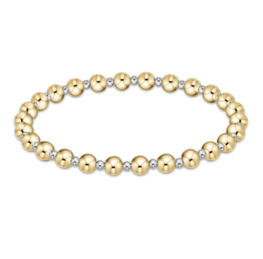 Classic Grateful Pattern 5mm Bead Bracelet - Mixed Metal