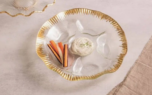 Glass and Gold Divided Dish