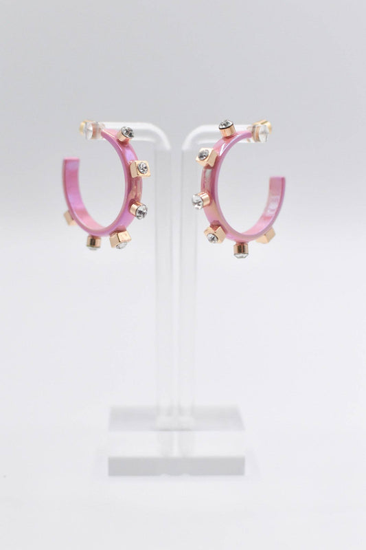 Smith & Co. Rose Metal Hoop - Crystal