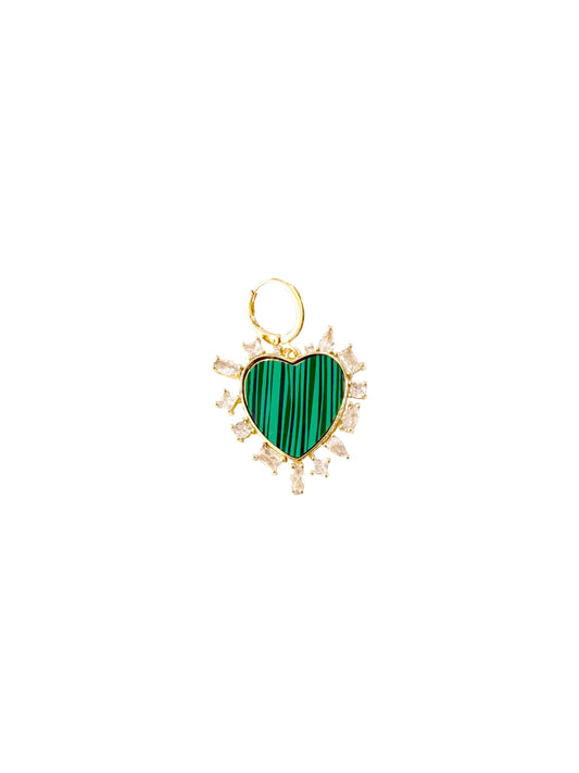 Green CZ Heart Scarf Charm - CZ Heart Green