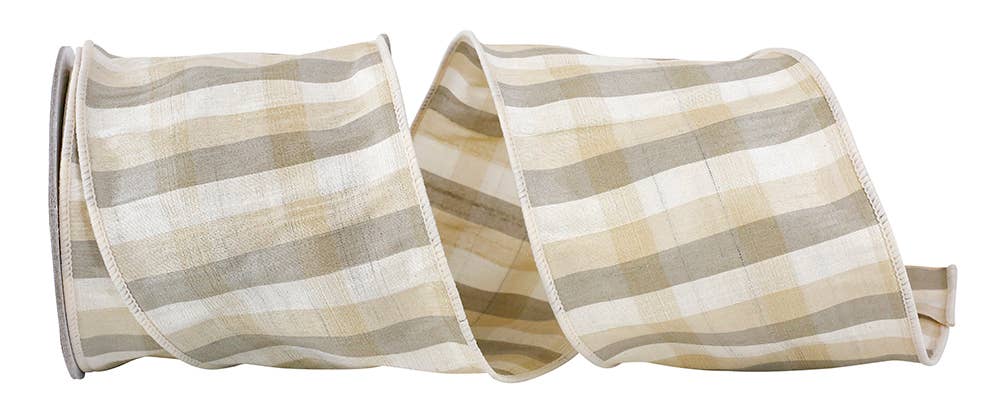 Chandler Check Wired Edge Ribbon, Multi, 4 In, 10 Yards