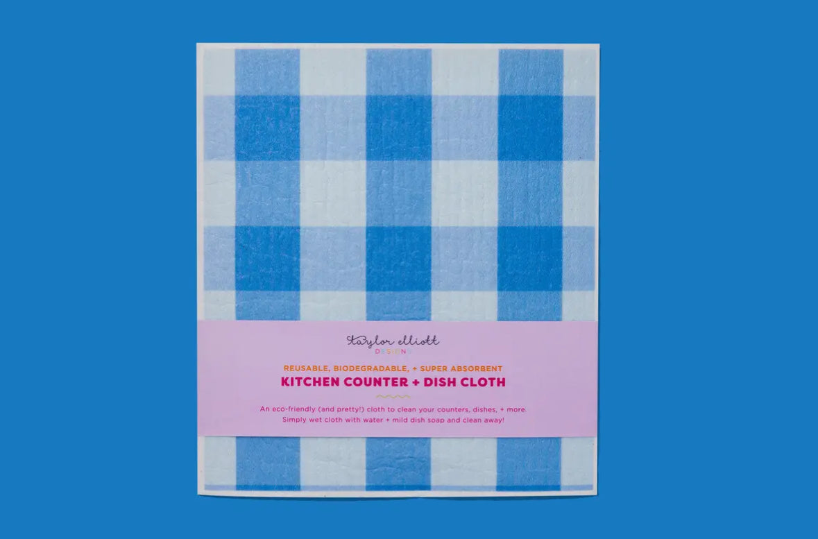 Blue Gingham Biodegradable Dish Cloth