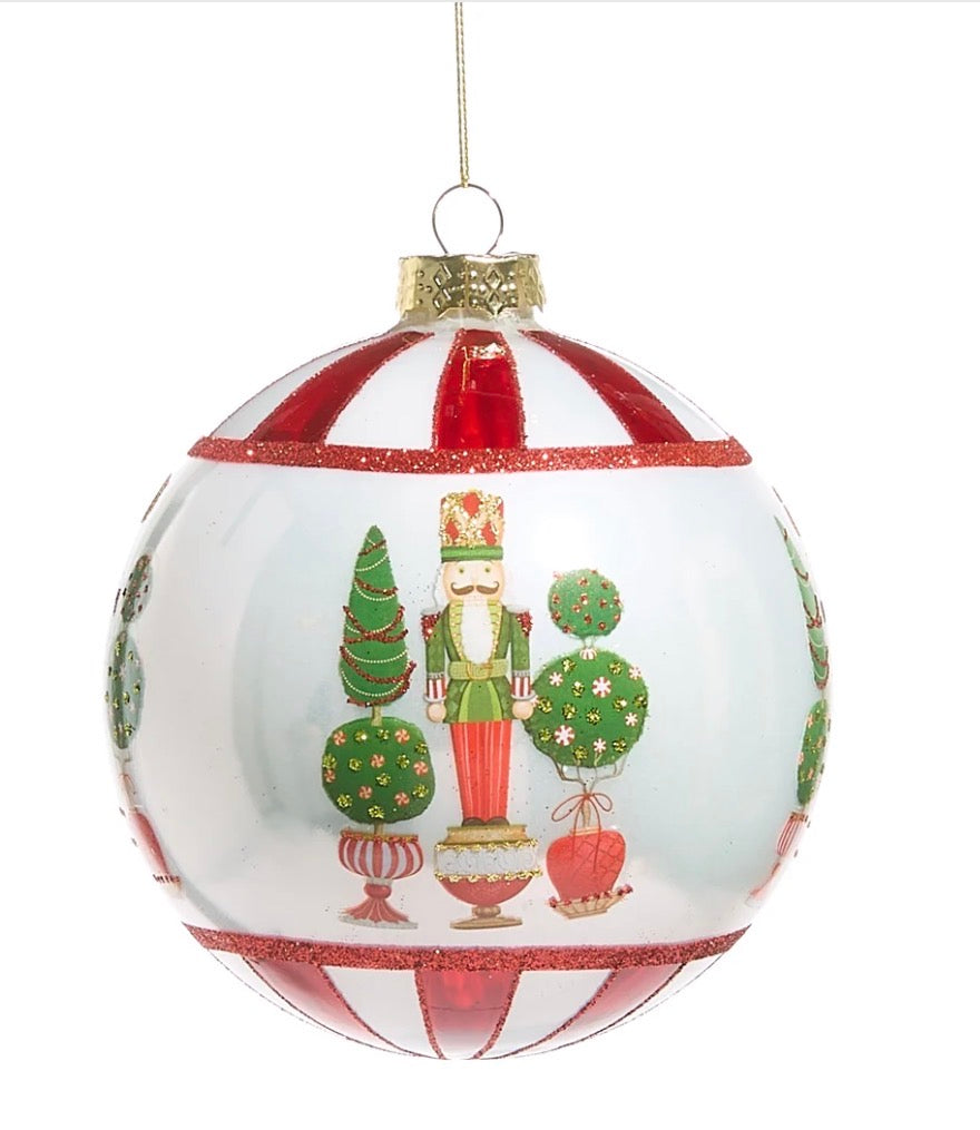 5" Merry Topiary and Nutcracker Ball Ornament