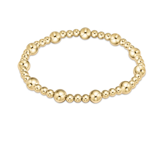 Extends Classic Sincerity Pattern 6mm Bead Bracelet- Gold