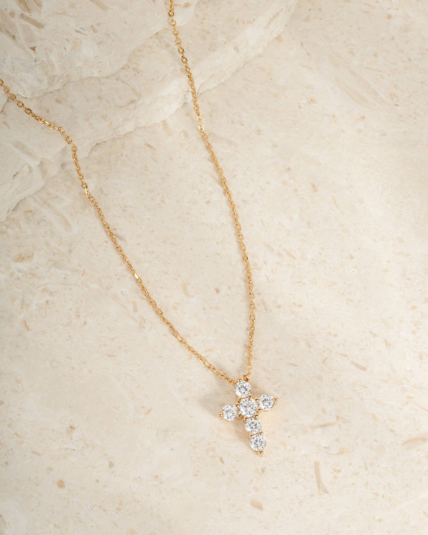 Small Studded Cross Necklace: Gold