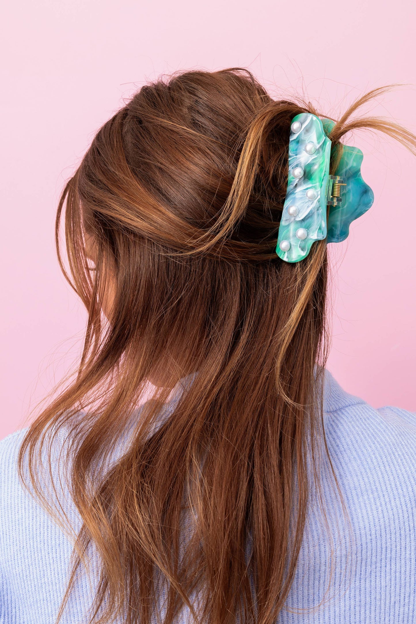 Claw Hair Clip - Turquoise + Pearl