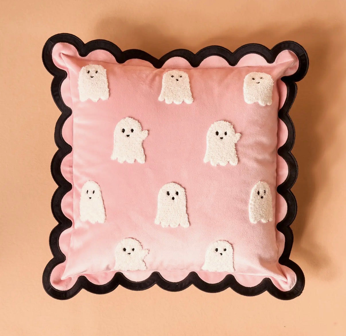 Scalloped Square Ghost Throw Pillow