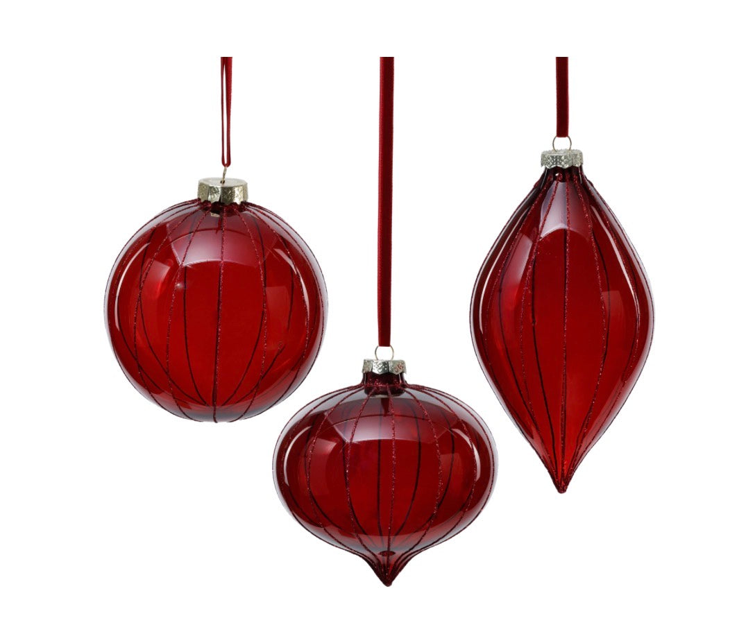 Ruby Red Glitter Stripe Ornament