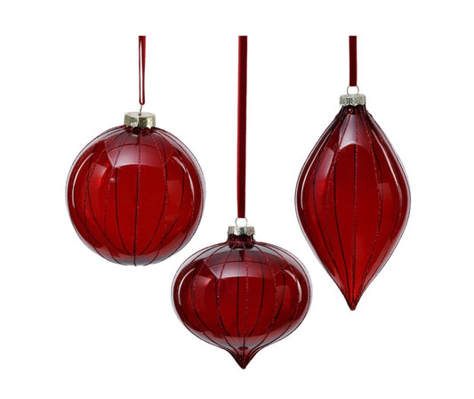 Ruby Red Glitter Stripe Ornament