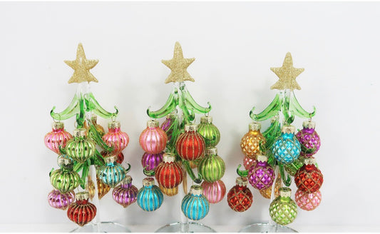 Gold Star Glass Tree with Ornaments