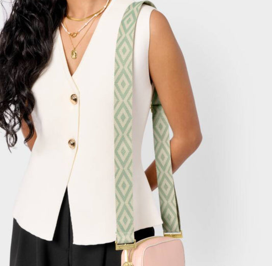 Canvas Strap- Seafoam Geometric