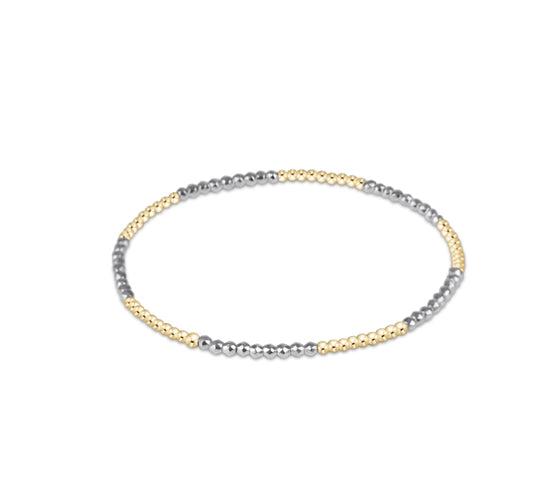 Blissful Pattern 2mm Bead Bracelet - Bright Silver Faceted Hematite