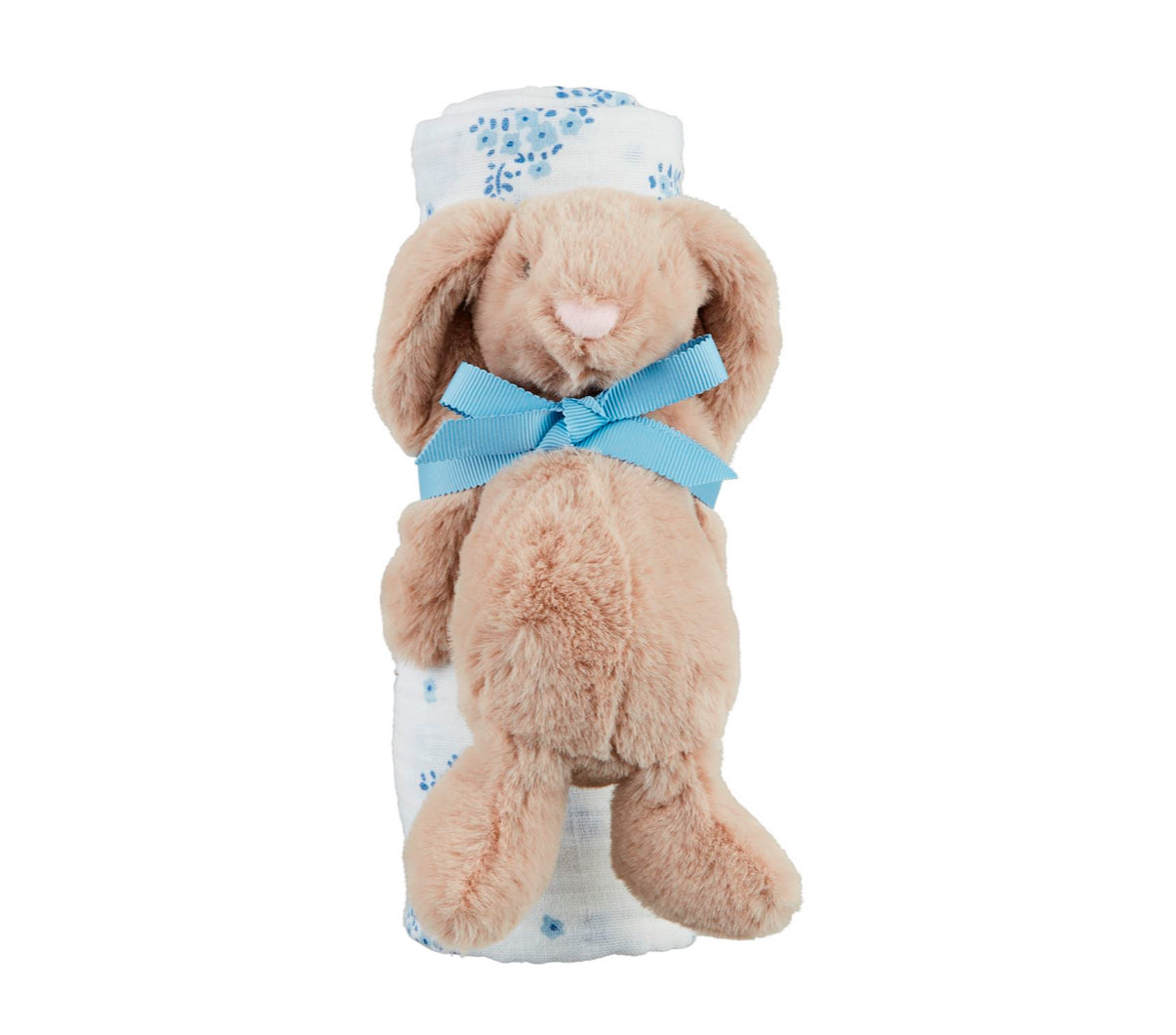 Floral Swaddle & Bunny Rattle Set