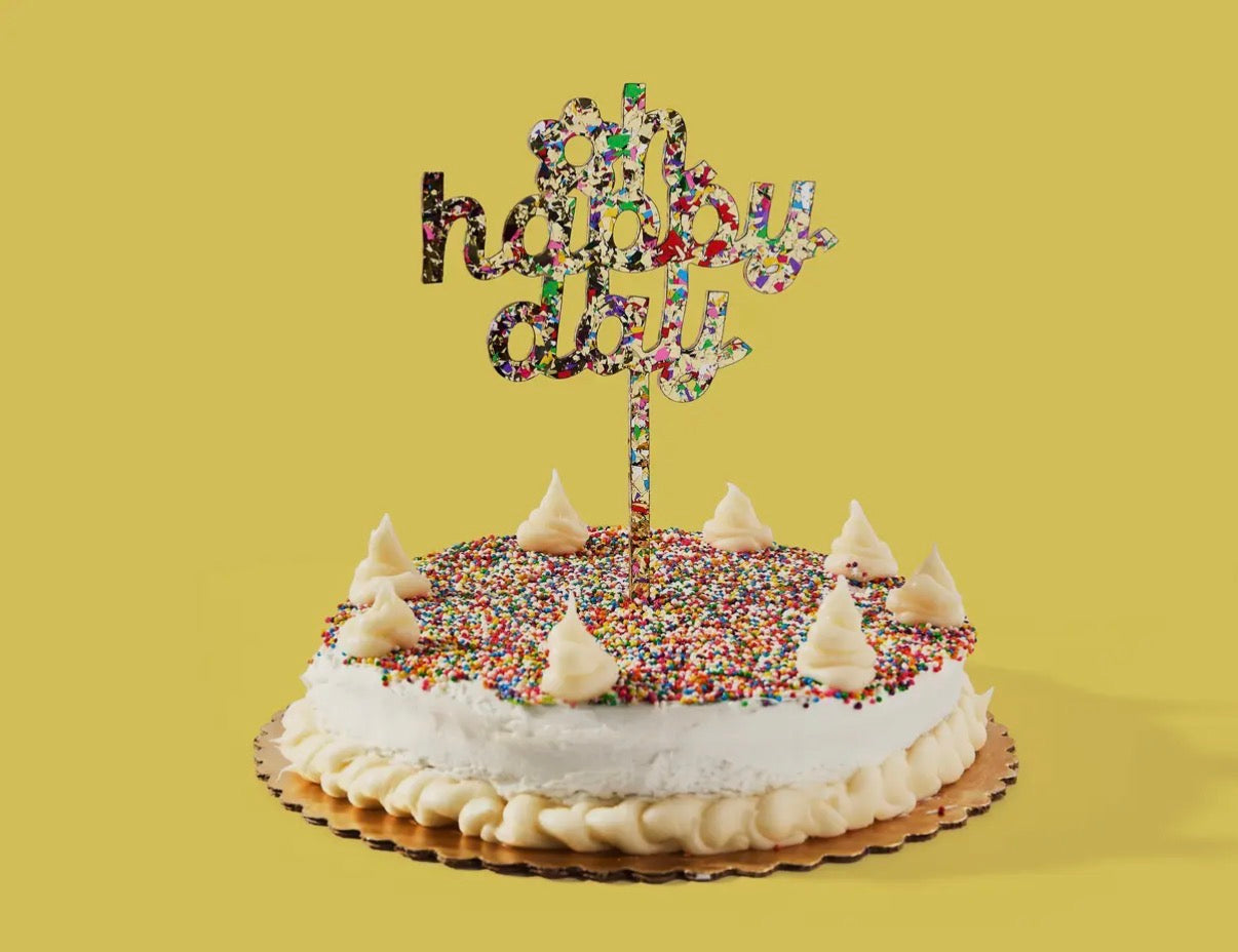 Confetti Cake Topper- Oh Happy Day