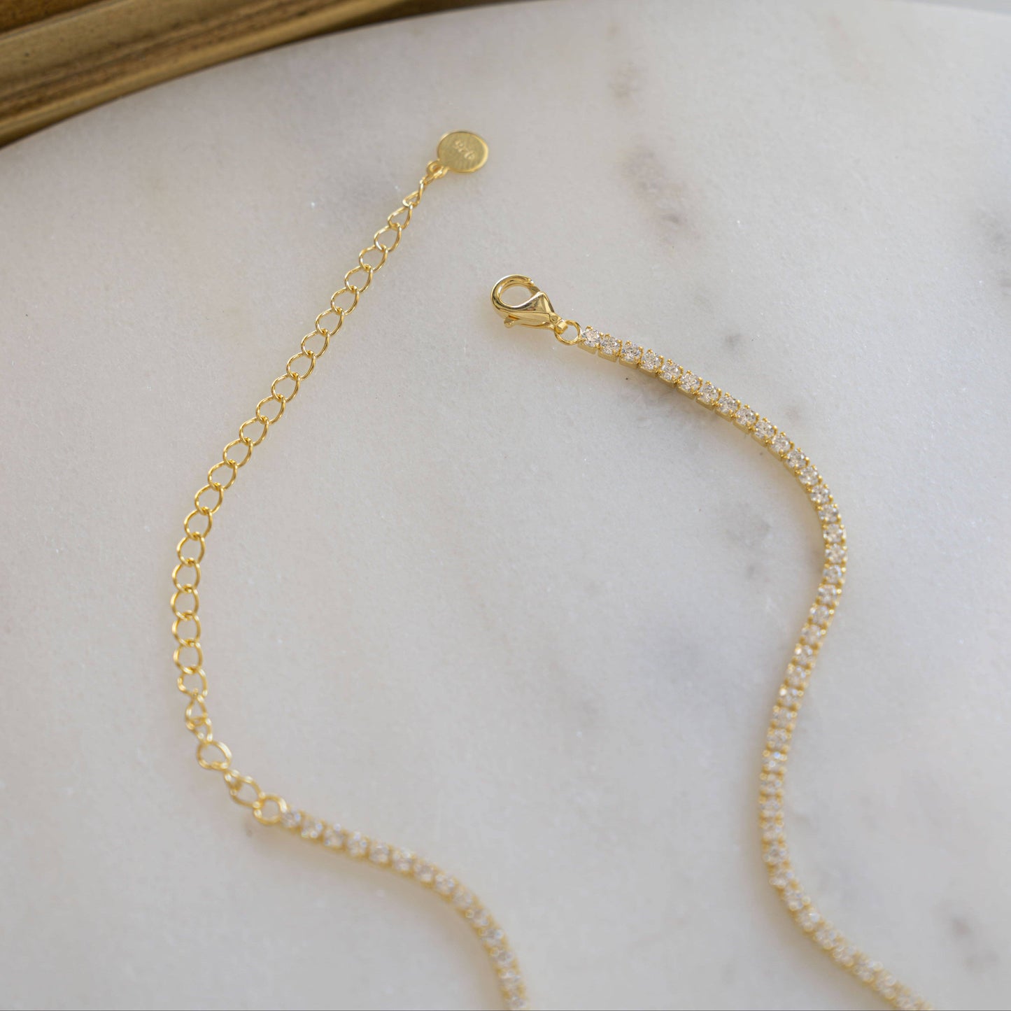 2mm Tennis Necklace: Gold / 15" + 3" Ext