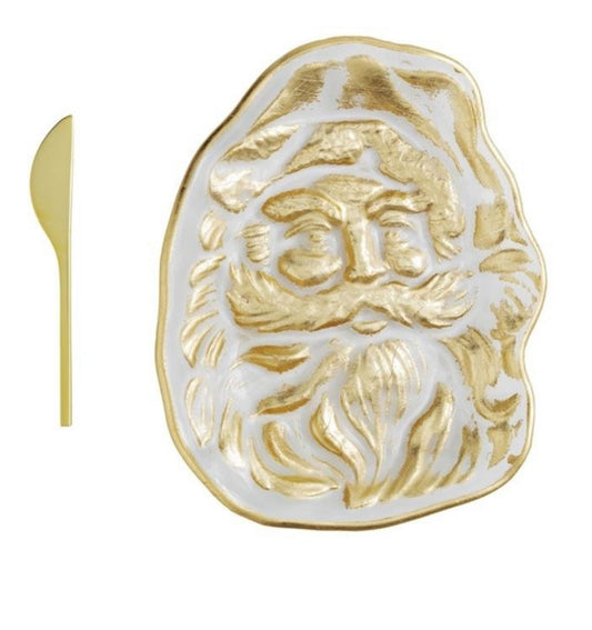 Glass Santa Plate with Spreader