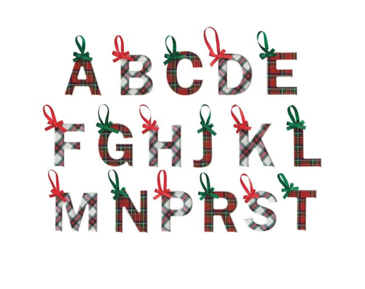 Tartan Acrylic Initial Ornament
