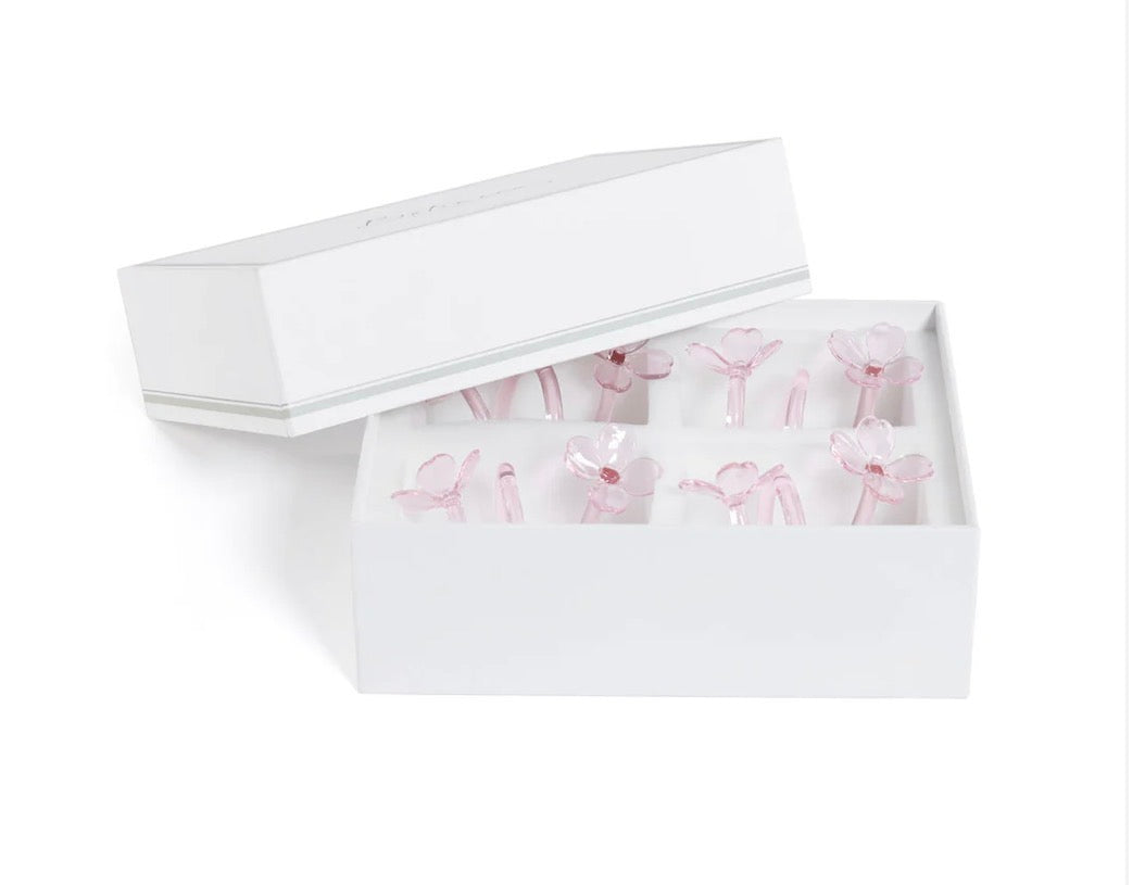 Glass Flower Napkin Rings- Set of 4