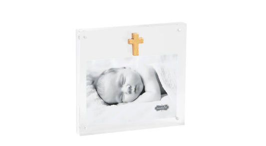 Clear Acrylic Frame with Gold Cross