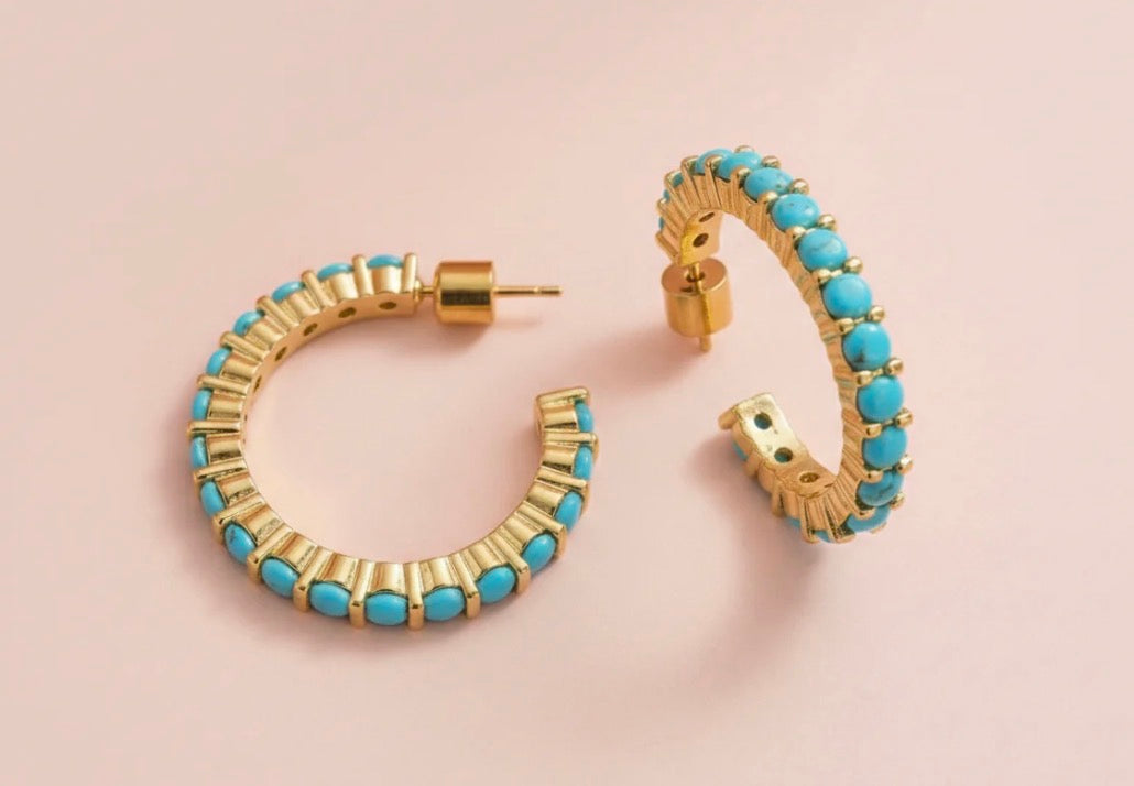 Brinn Turquoise Hoops - Small