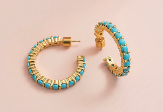 Brinn Turquoise Hoops - Small