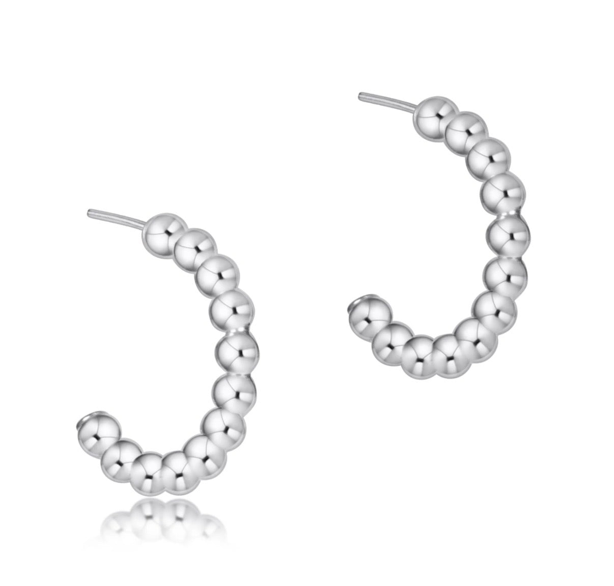 beaded classic 1" post hoop - 3mm sterling