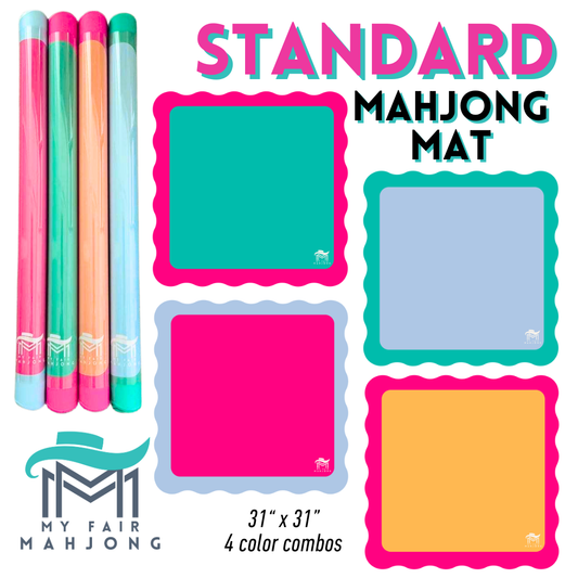 Scalloped Mahjong Mat |  Bright Colors  |  31" x 31": Orange Center- Pink Scallop