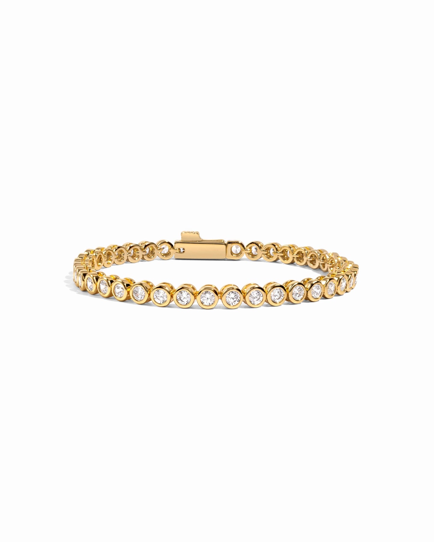 3mm Round Bezel Tennis Bracelet: Gold / 6.25"