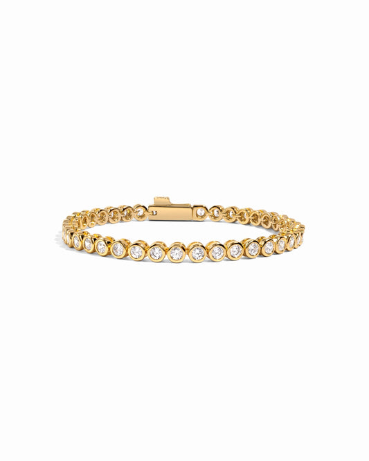 3mm Round Bezel Tennis Bracelet: Gold / 6.25"