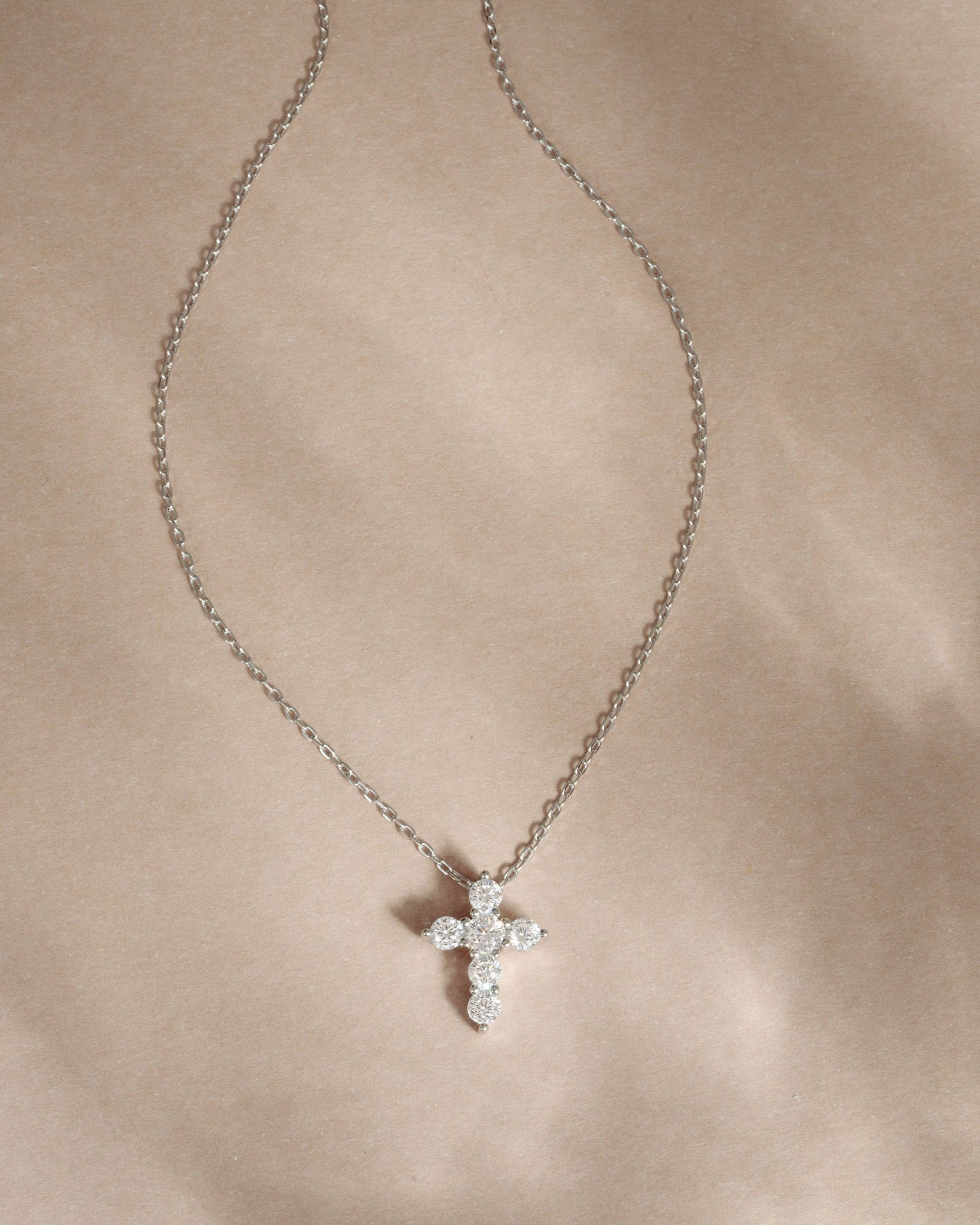 Small Studded Cross Necklace: Gold