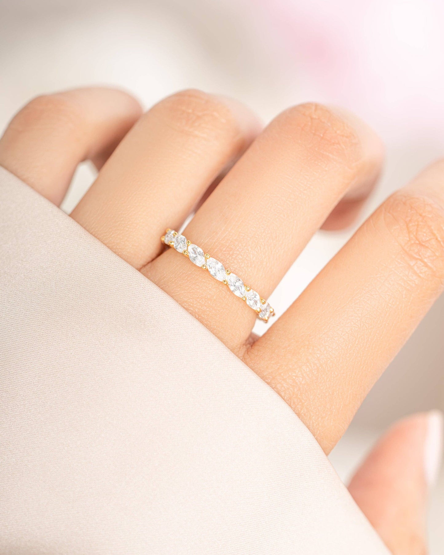 Marquise Eternity Ring: Gold / 5