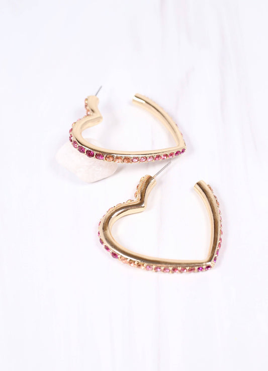 Saint Valentine CZ Heart Earring PINK MULTI: