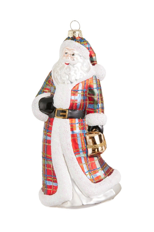 Plaid Santa Ornament