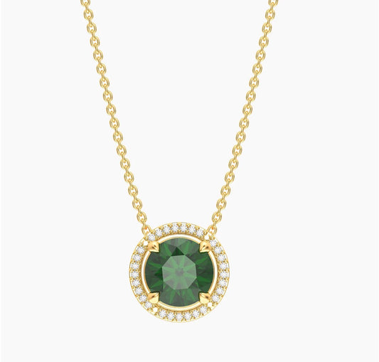 Emerald Birthstone Pendant Necklace (May)