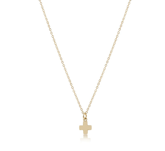 16" necklace gold - signature cross small gold charm