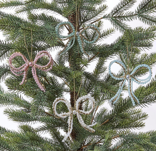 Pearls and Bow Beaded Ornament