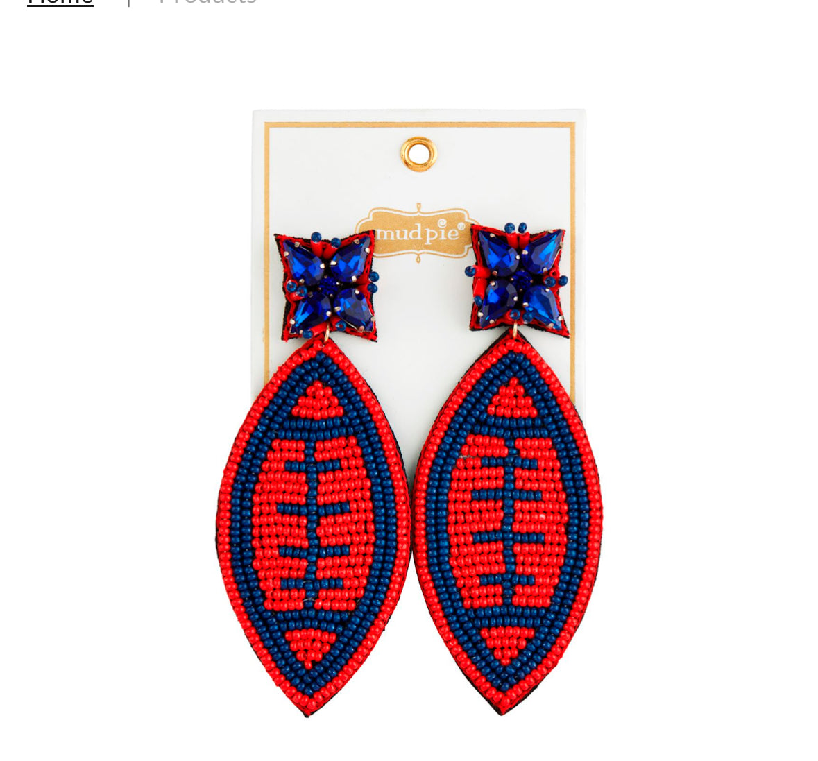 Red & Blue Beaded Gameday Earrings