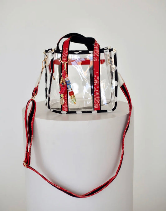 GAME DAY CLEAR STADIUM TOTE - RED & BLACK