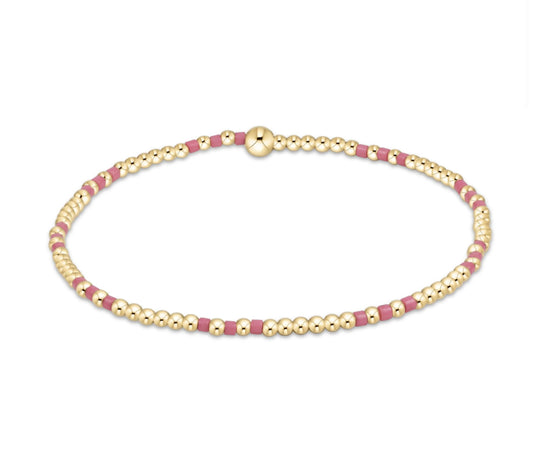 Hope Joy Pattern 2mm Bead Bracelet - bright pink