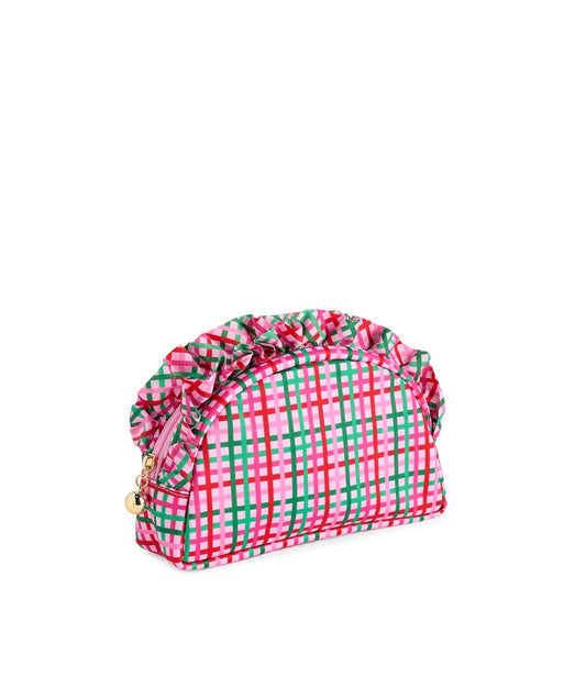 Plaid Ruffle Small Zip Pouch