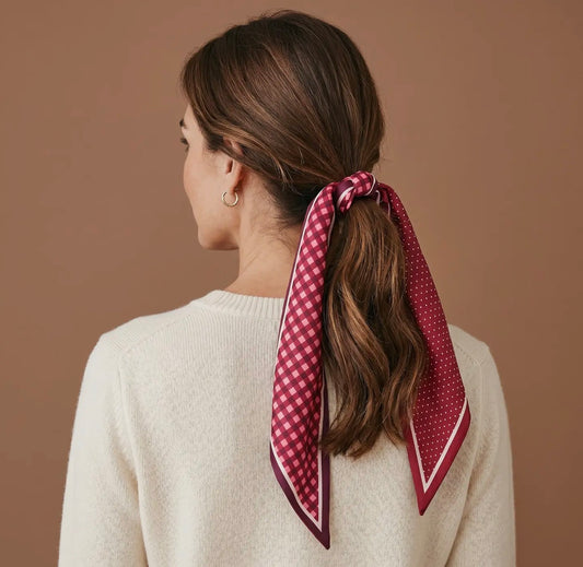 Twirl & Tie Scarf Accessory- Gingham Red