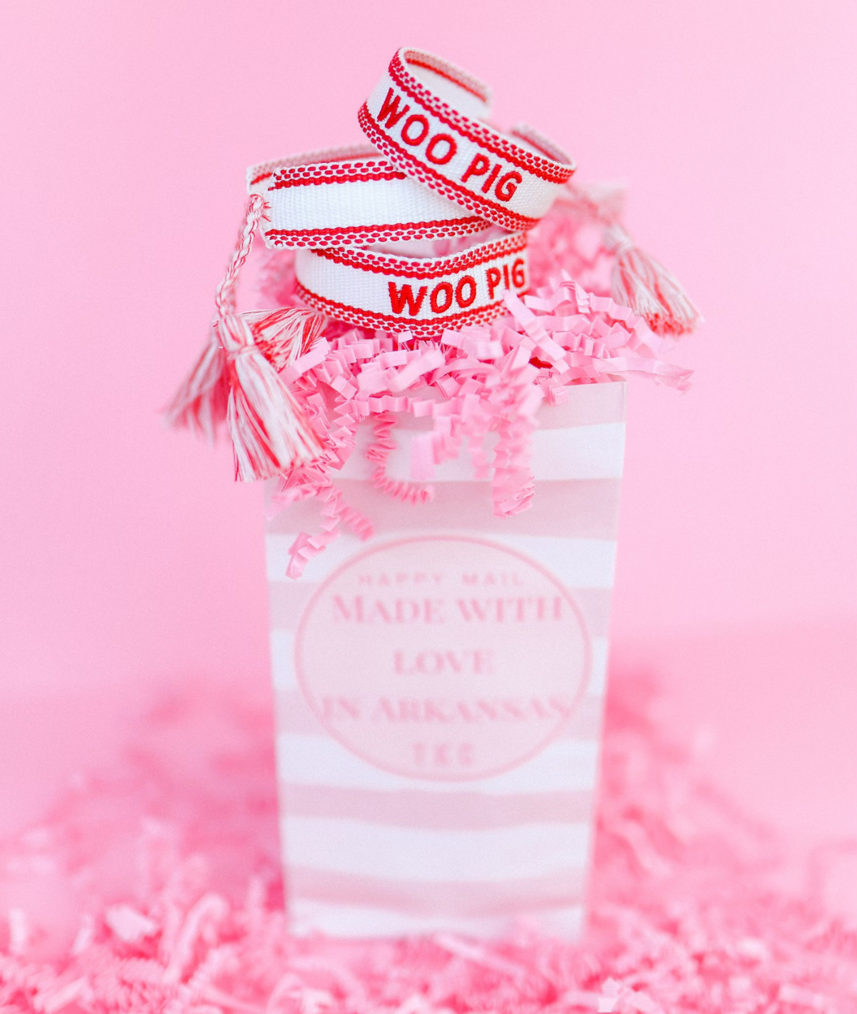 Woo Pig embroidered tassel bracelet