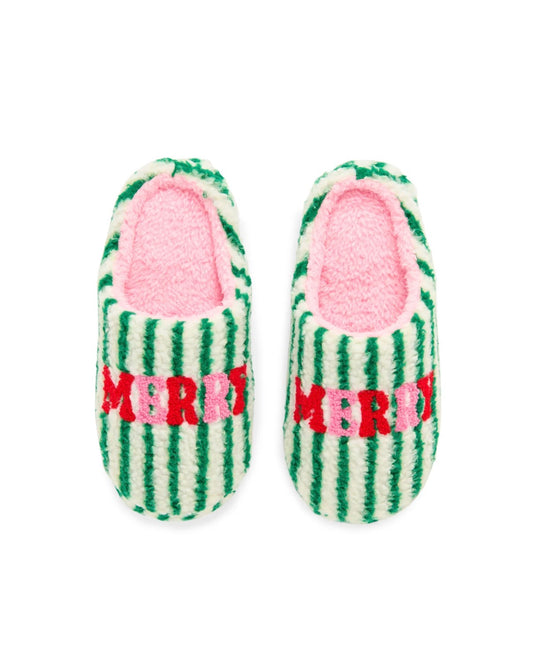 Merry Striped Slippers Green