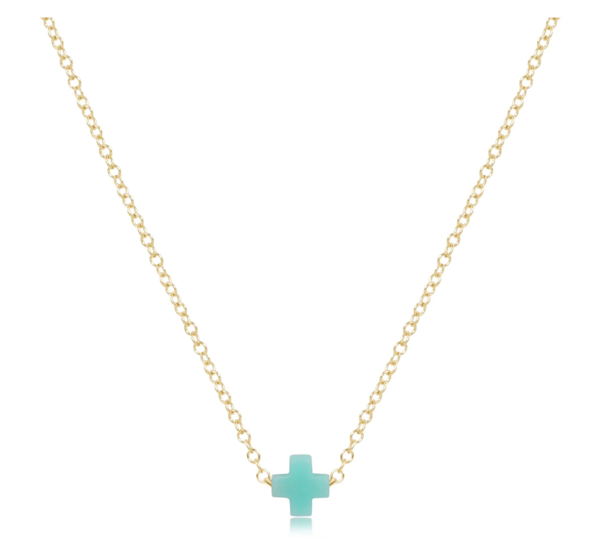 16” Necklace Gold Signature Cross- Small Mint