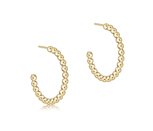 Beaded Classic 1” Post Hoop- 2mm Gold