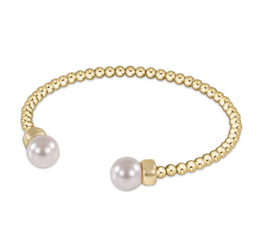 Classic Gold 3mm Bead Cuff- Pearl