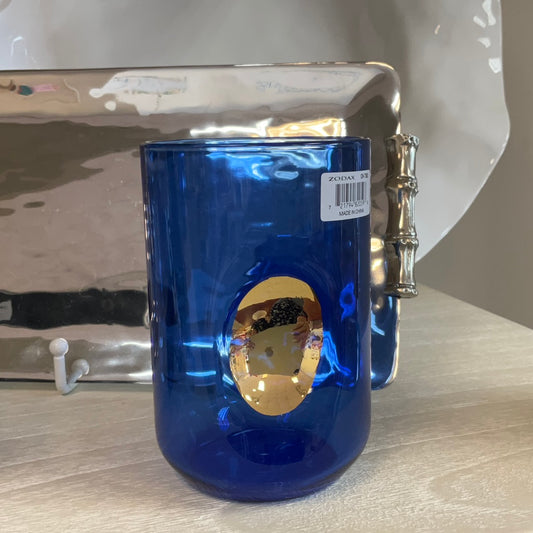 Aperitivo Tumbler with Gold Accent - cobalt blue